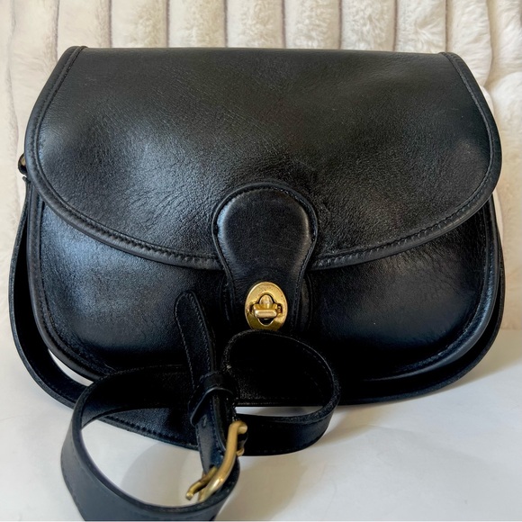 VTG Coach 90’s Prairie #9954 Turnlock Crossbody Black Leather Bag Purse - Picture 2 of 15